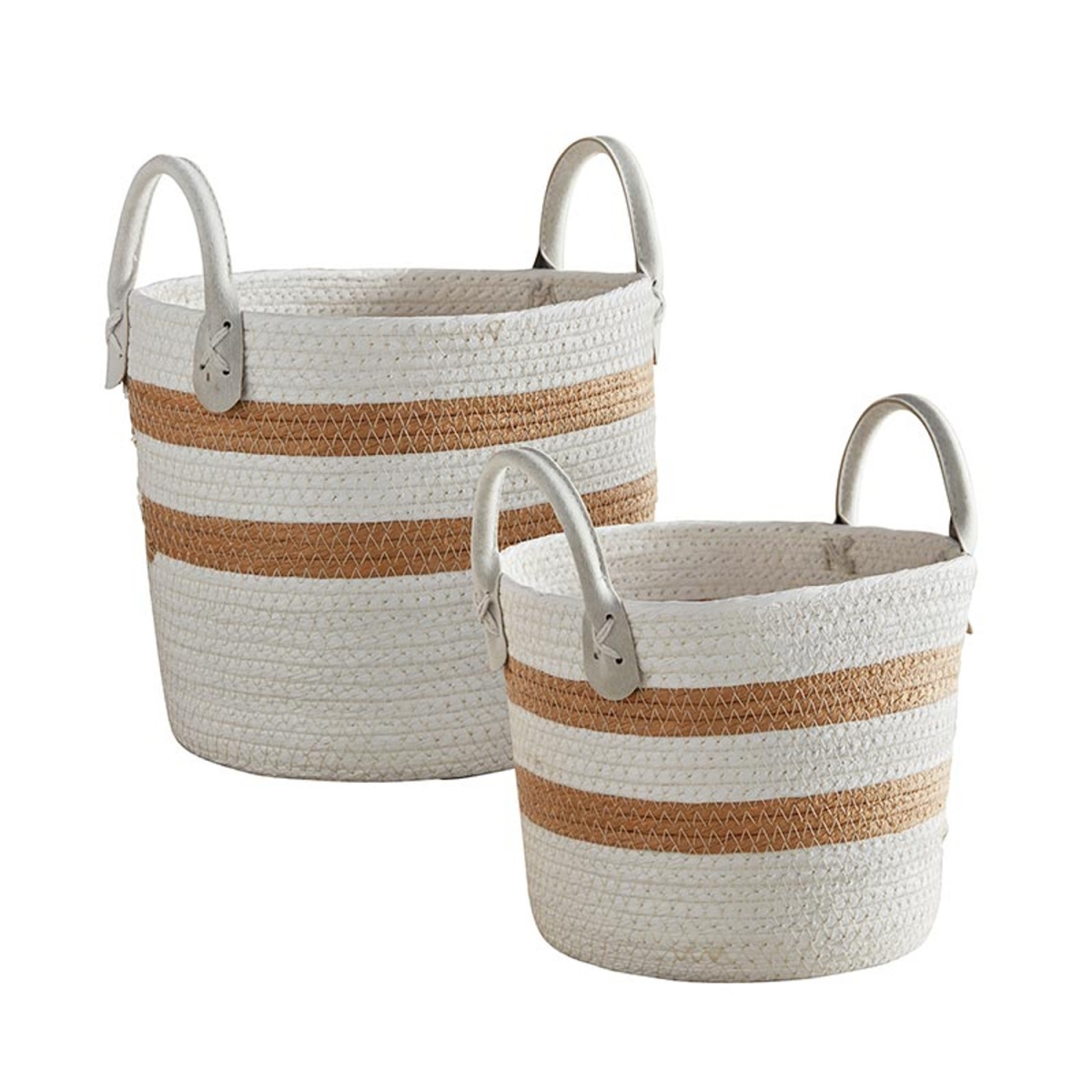 Picture of 47th & Main CMR842 Cream Striped Baskets&#44; Set of 2