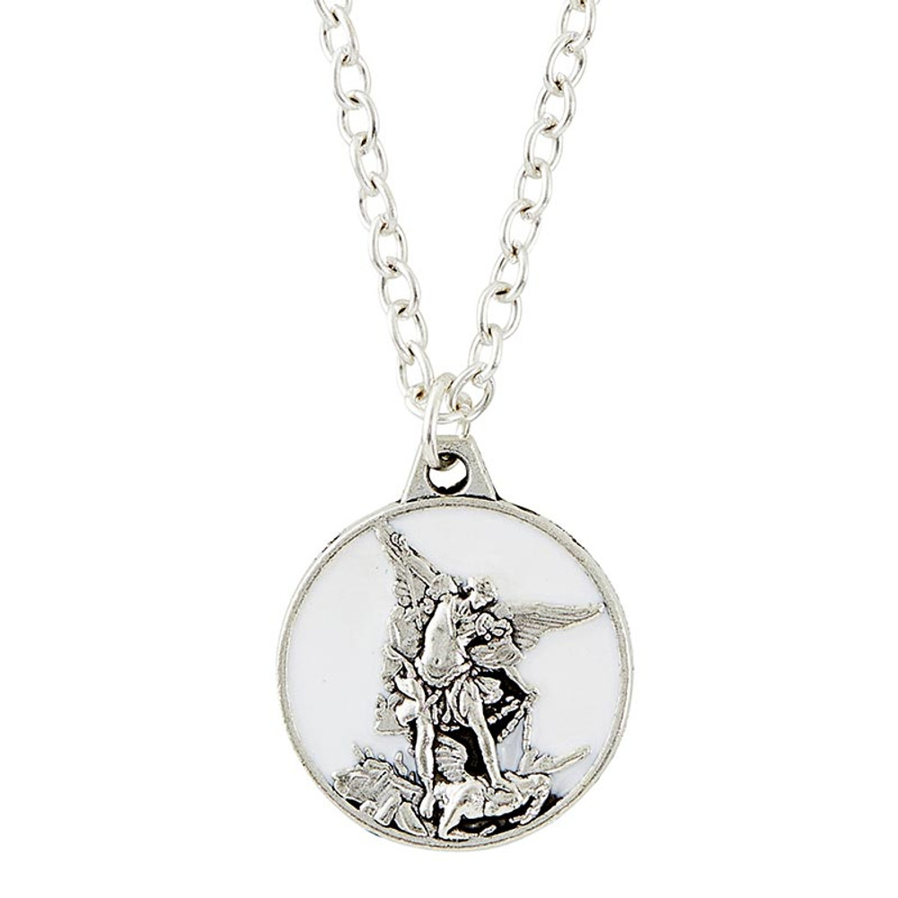 Picture of Christian Brands BK-12862 White St. Michael Necklace