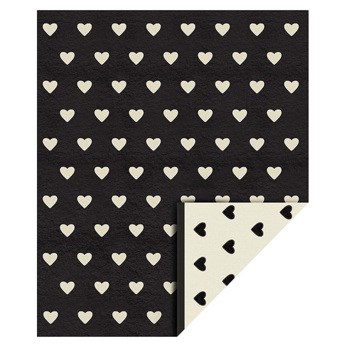 Picture of Bella Home N5760 Cozy Throw&#44; Black & Ivory Heart