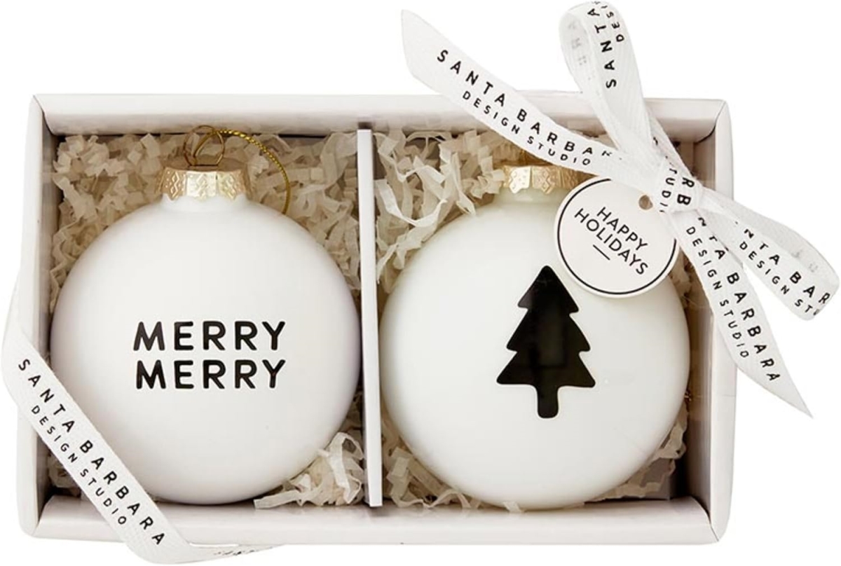 Picture of Santa Barbara Design Studio N6194 Glass Ornament Set&#44; Merry Merry