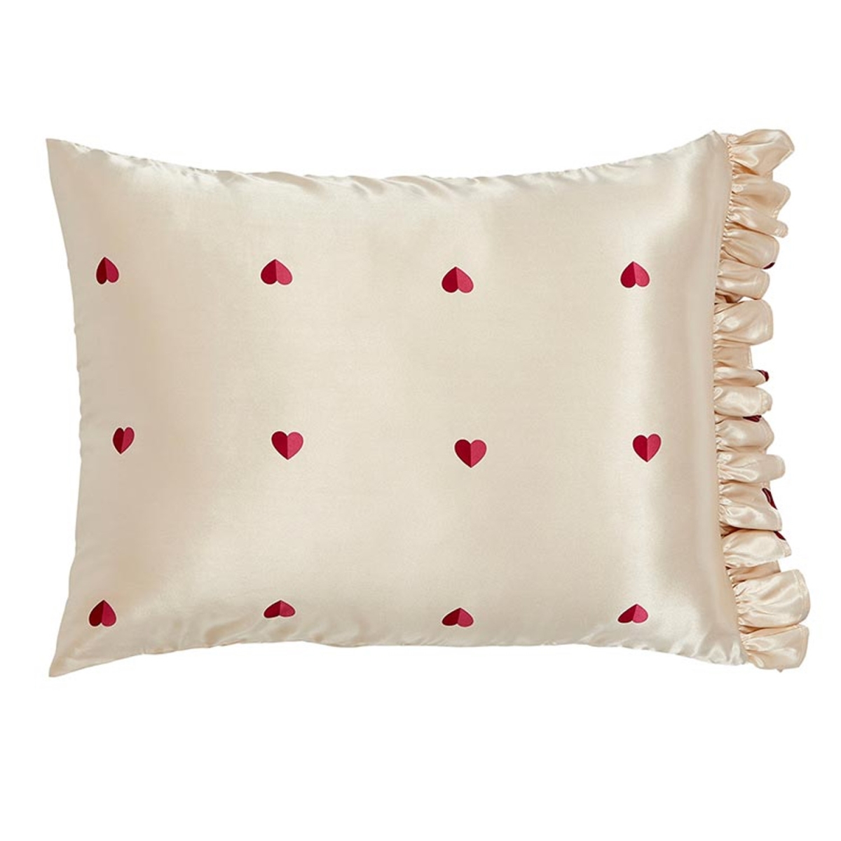 N5815 Ruffled Satin Pillowcase - Hearts