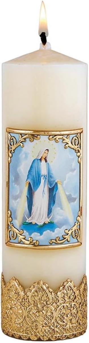 Picture of Will & Baumer N7392 Hand Decorated Square Devotional Candle&#44; Our Lady of Grace
