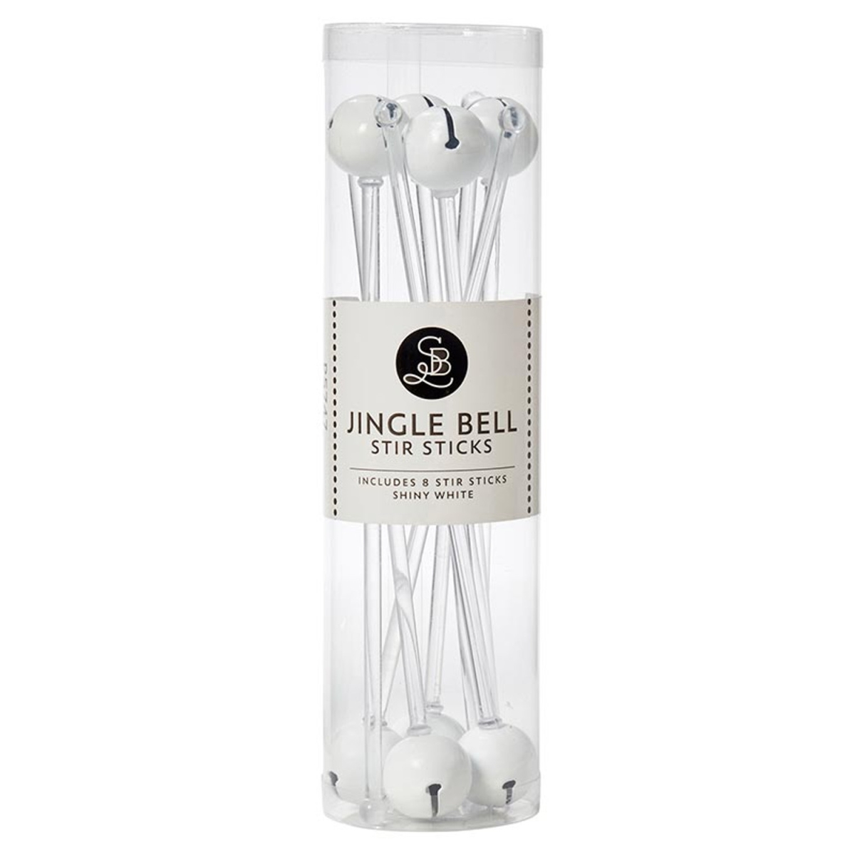 P5747 Glossy White Jingle Bell Stir Sticks