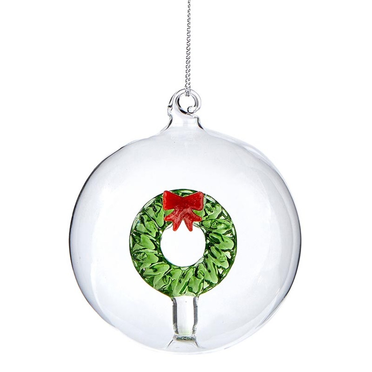 P7839 3.15 in. Glass Ornament - Wreath