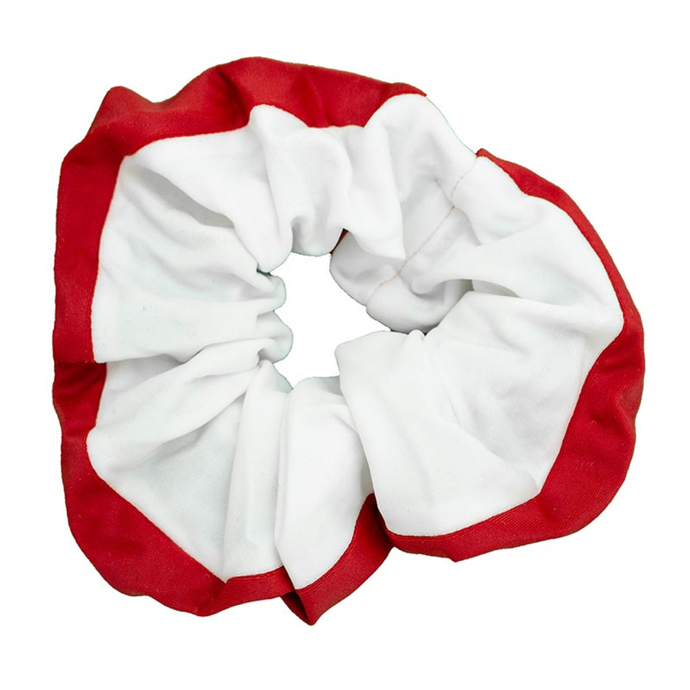 P03299 Single Hair Scrunchie, Crimson & White