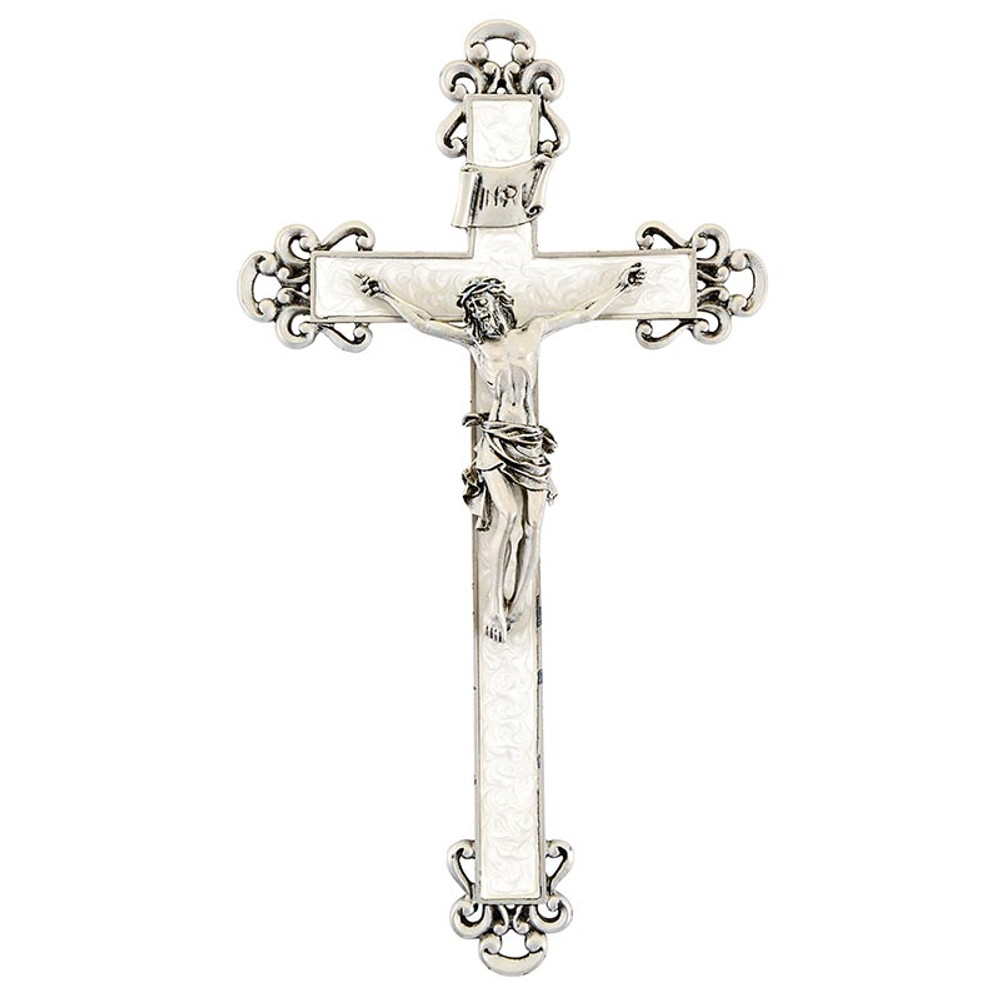 JC-7105-E 10 in. White Pearlized Epoxy Crucifix