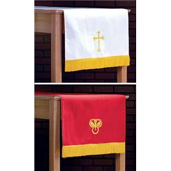 Picture of Christian Brands Church Supply KC136 Red & White Table Runner with Fringe