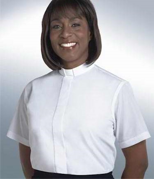 Picture of Christian Brands SW-10214 Clergy Short Sleeve Tab Collar Shirt for Women&#44; White - Size 14