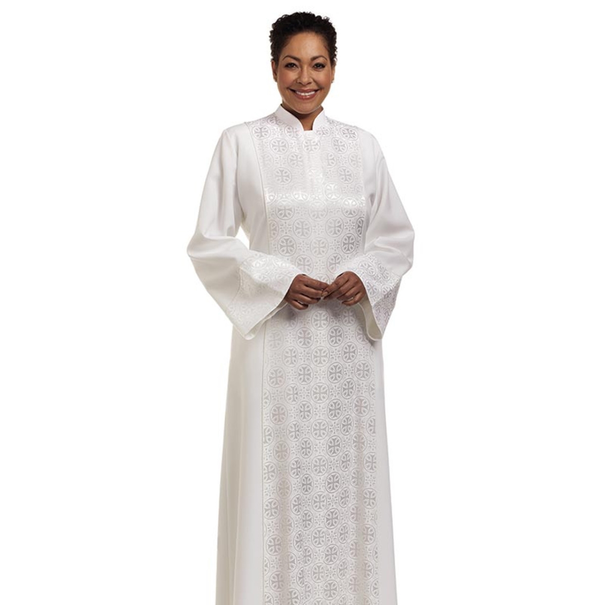 H-198WHTHF633 Abigail Pulpit Robe, White - Size HF633 - Height 5 ft. 4 in. - Chest 43 in.