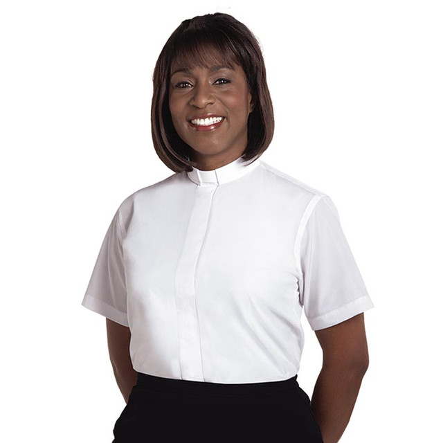Picture of Christian Brands SW-10208 Clergy Short Sleeve Tab Collar Shirt for Women&#44; White - Size 8