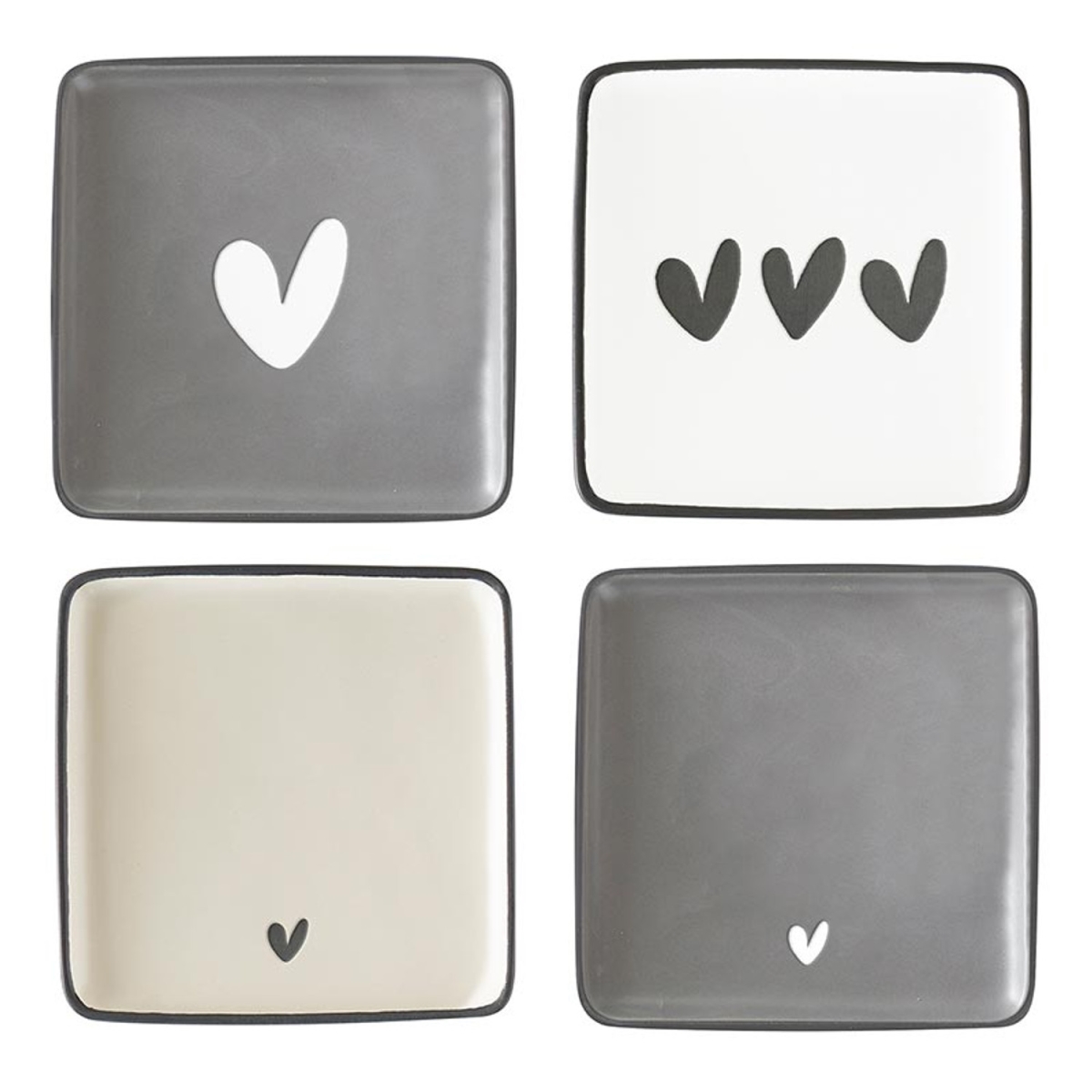 Picture of Santa Barbara Design Studio L1540 Assorted Color Square Ceramic Plates - Heart - Pack of 4