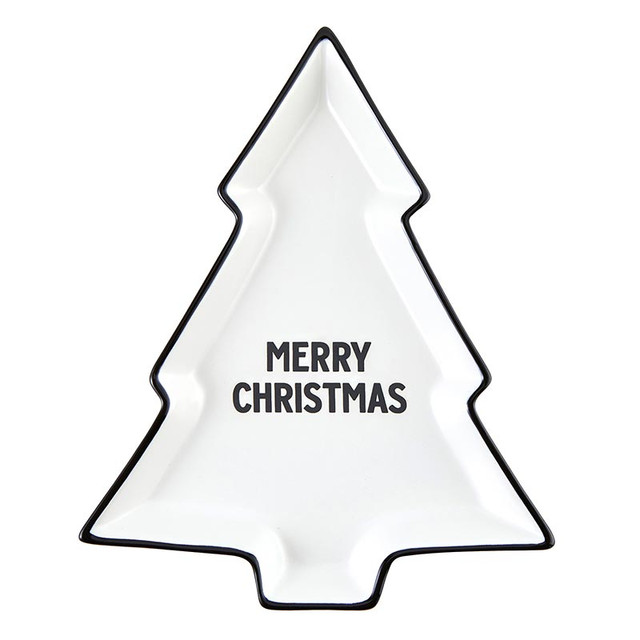 L7235 9 x 11 in. Ceramic Tree Plate - Merry Christmas