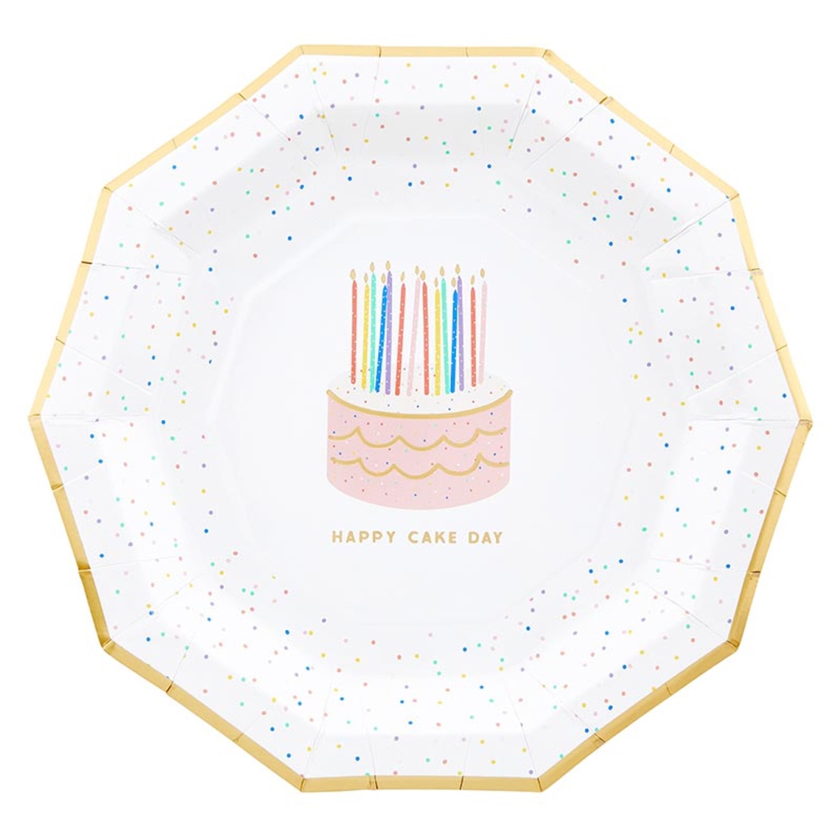 10-05580-699 Decagon Paper Plates - Happy Cake Day - 8 Count