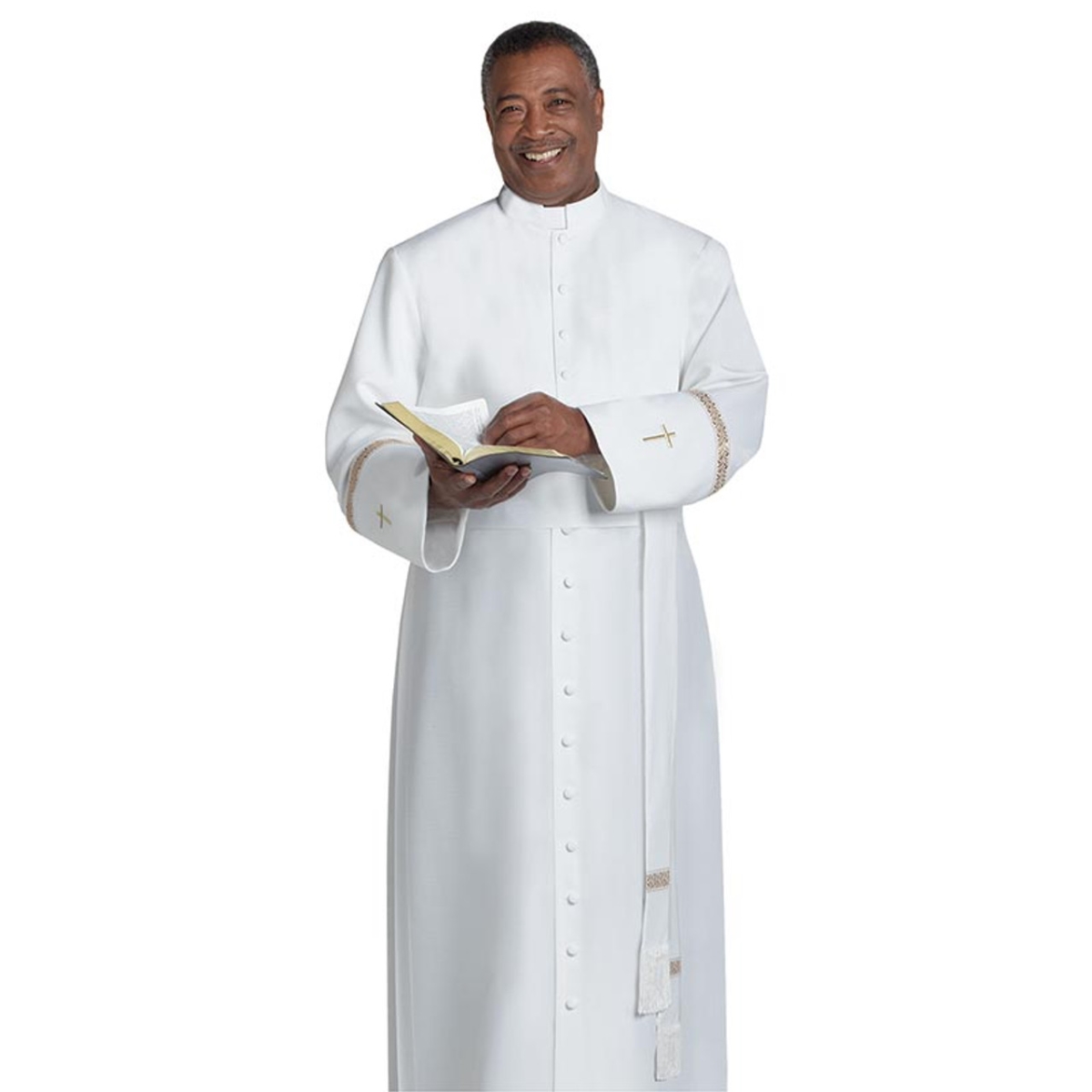 Picture of Christian Brands H-187HM504 Full Button Front Closure Bristol Cassock&#44; White - Size HM504 - Height 5 ft. 8 in. - Chest 41 in.