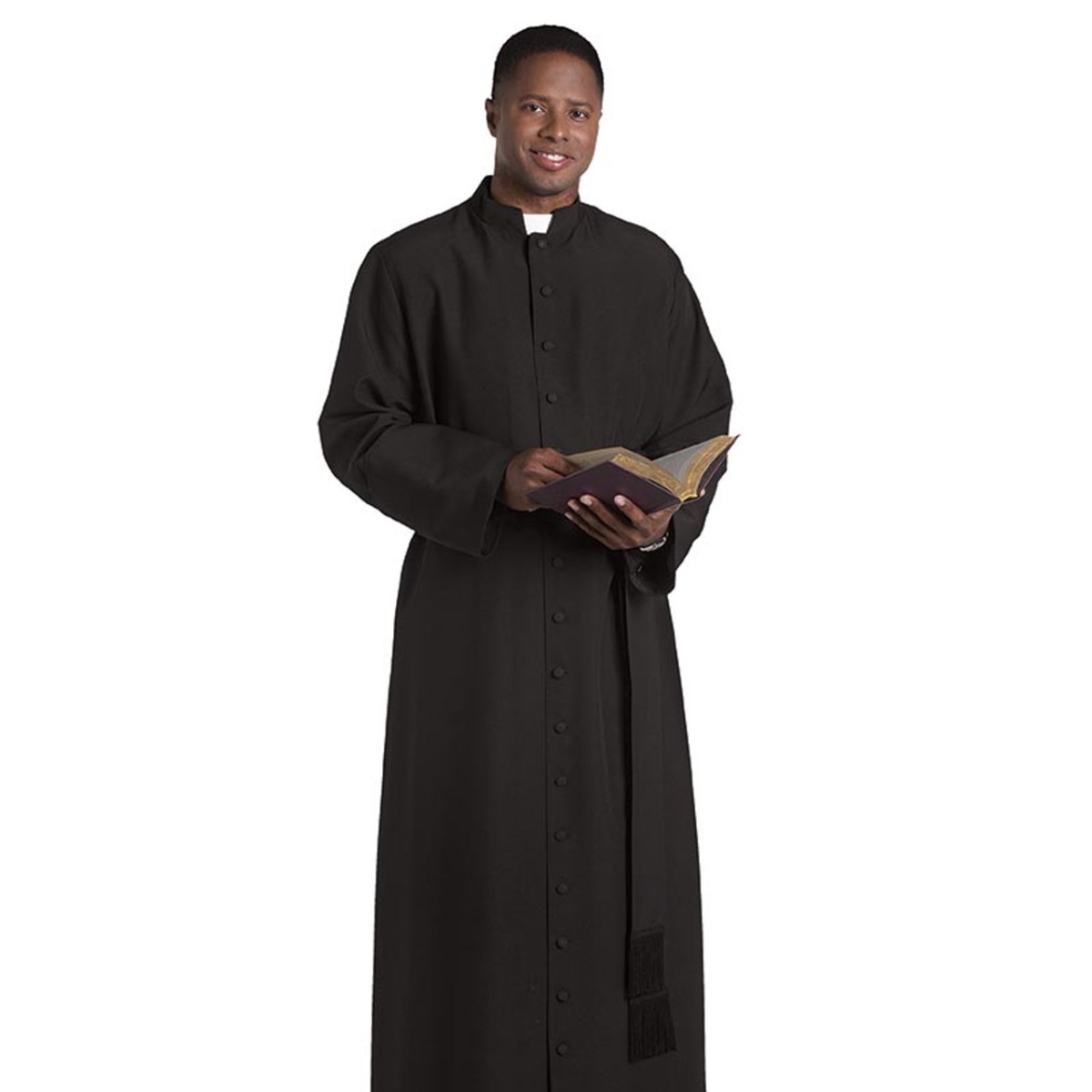 Picture of Christian Brands H-19HM522 Full Button Front Closure Carlisle Cassock&#44; Black Viva - Size HM522 - Height 5 ft. 10 in. - Chest 45 in.