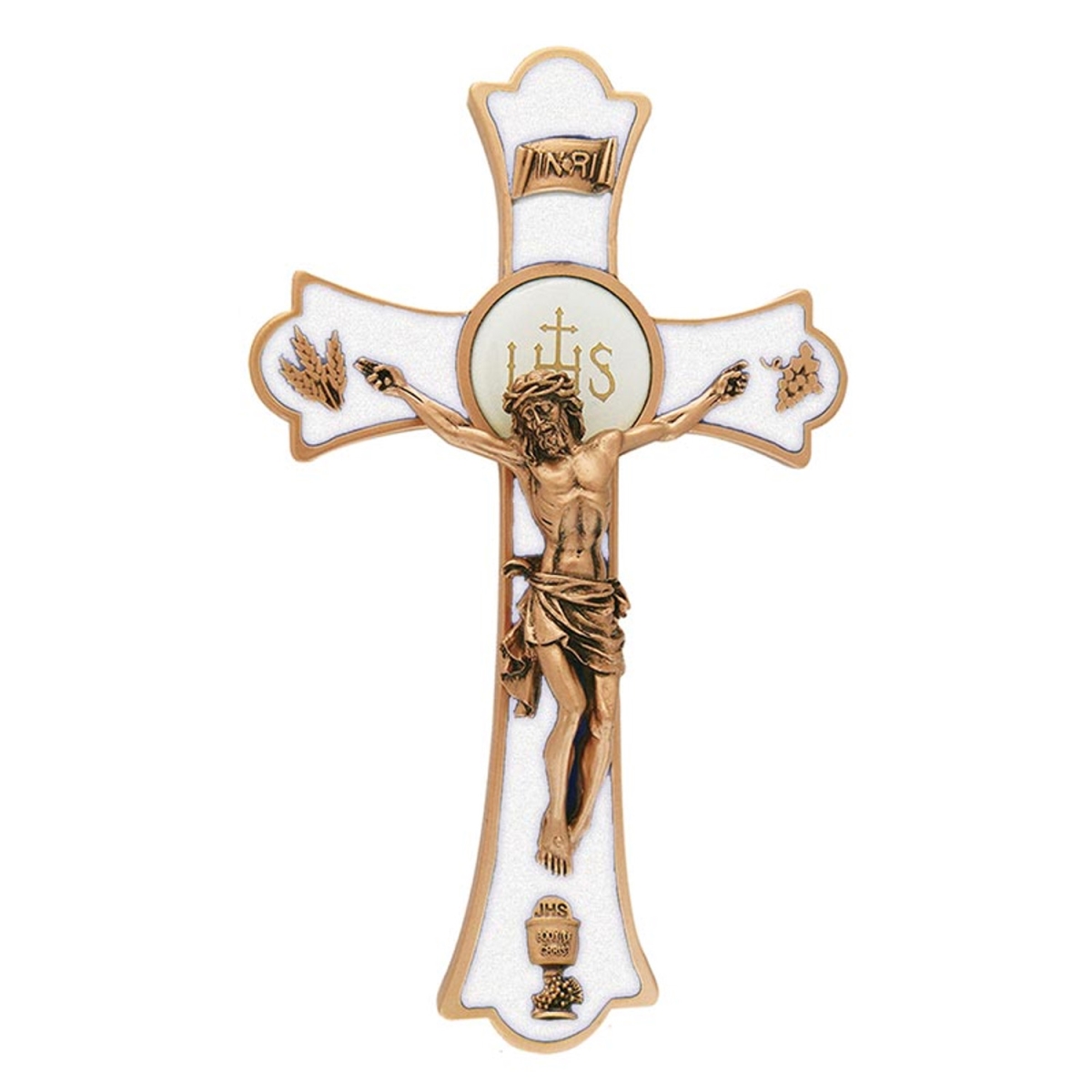 JC-3244-LPL 8 in. White First Communion Holy Mass Crucifix