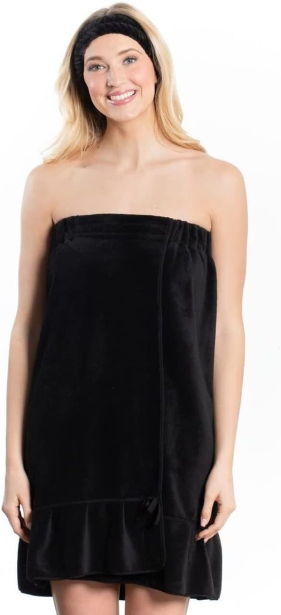 Picture of Bella Apparel SWRBLK Plush Spa Wrap&#44; Black - One Size