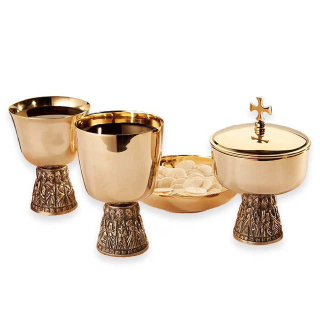 Picture of Sudbury F1023 Brass Last Supper Chalice Ciborium & Common Cup Set