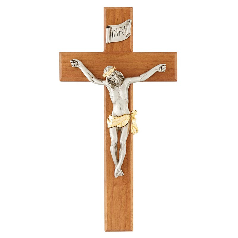 JC-9945-T 12 in. Walnut Crucifix with Two-Tone Corpus