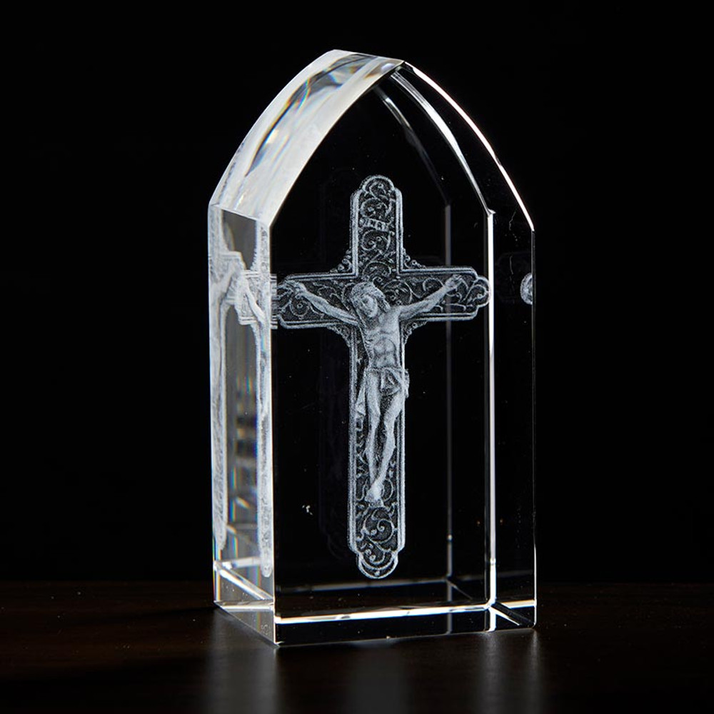 JC-4401 3.25 in. Etched Glass Crucifix
