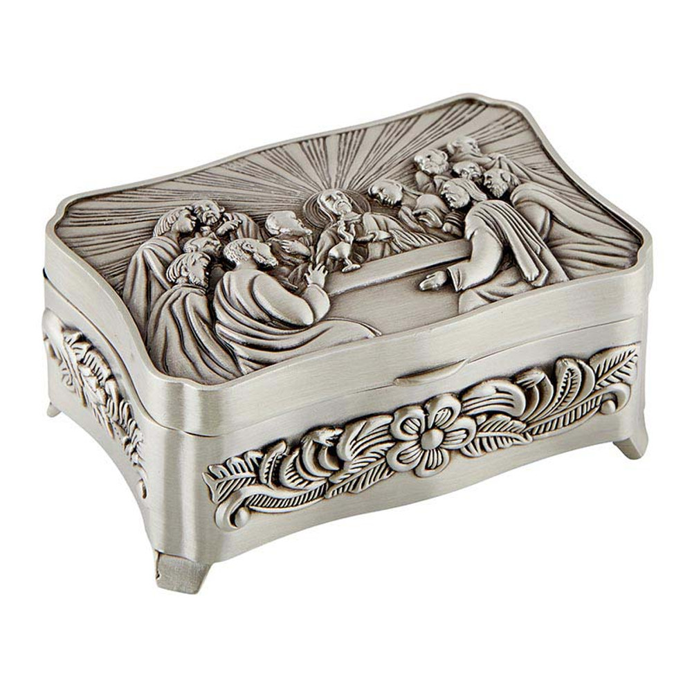 BK-92 Last Supper Rosary Box - Antique Pewter