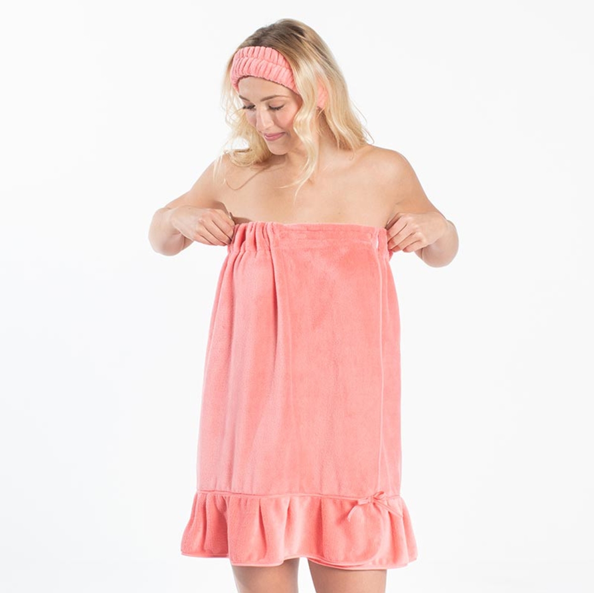 Picture of Bella Apparel SWRC Plush Spa Wrap with Ruffle&#44; Coral