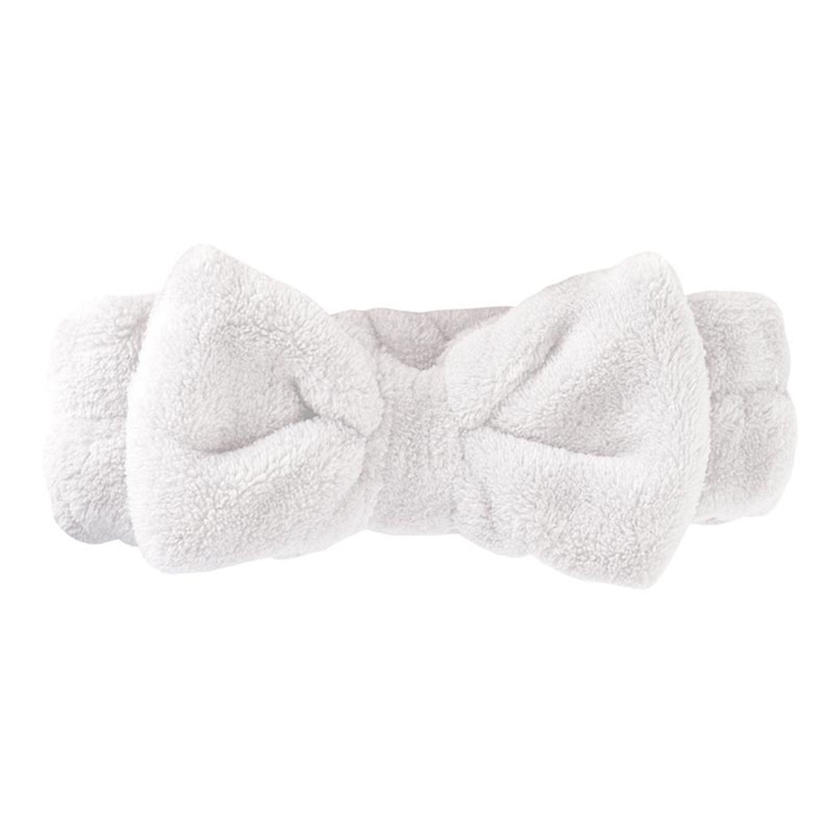 Picture of Bella Apparel HB-BW Plush Bow Spa Headband&#44; White