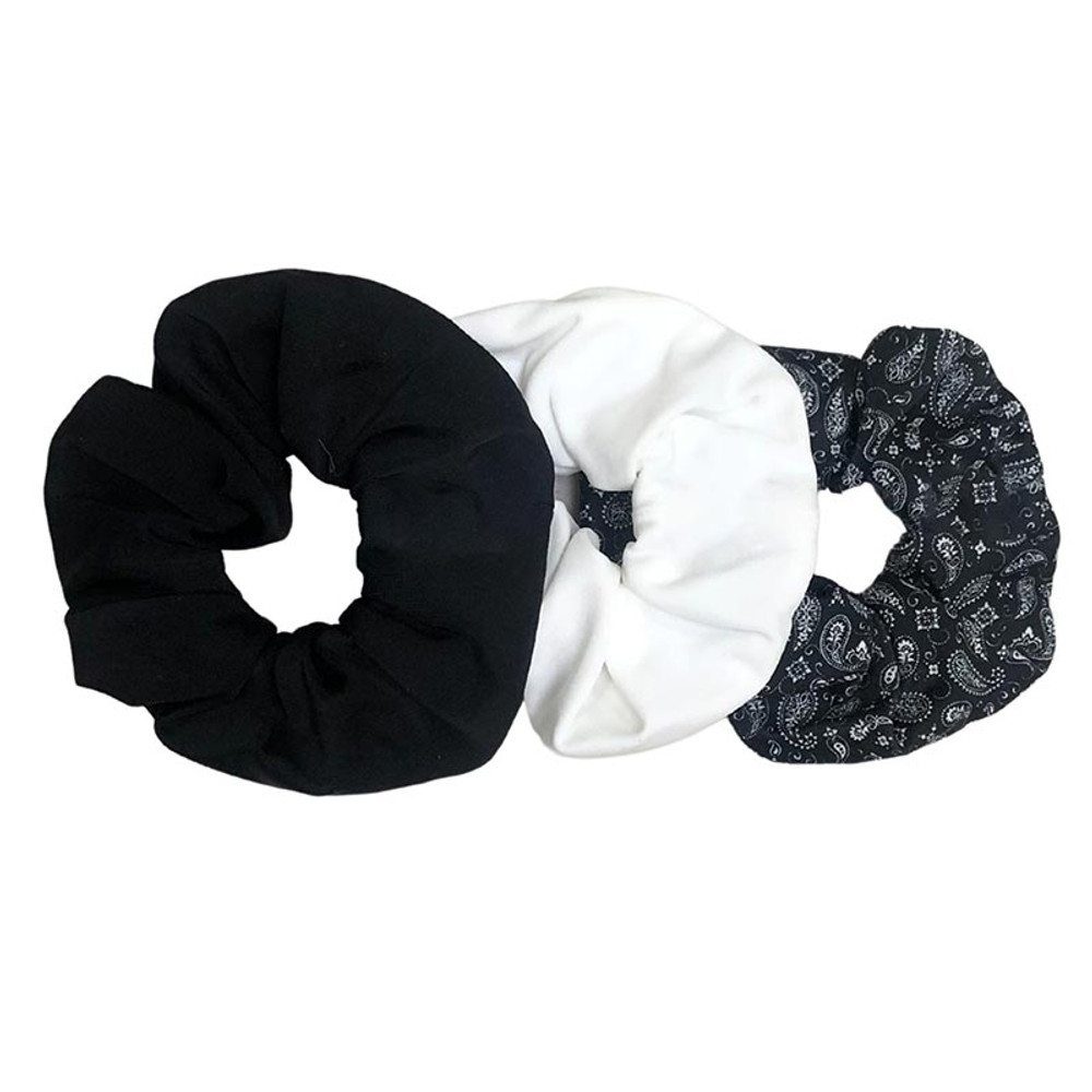 P30124 Hair Scrunchie, Black Bandana