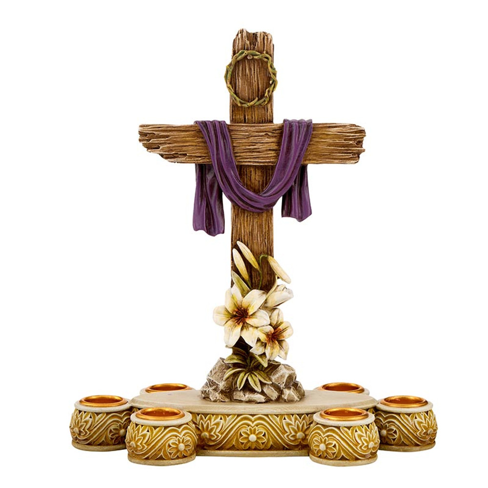 R2052 Risen & Lenten Cross Candle Holder