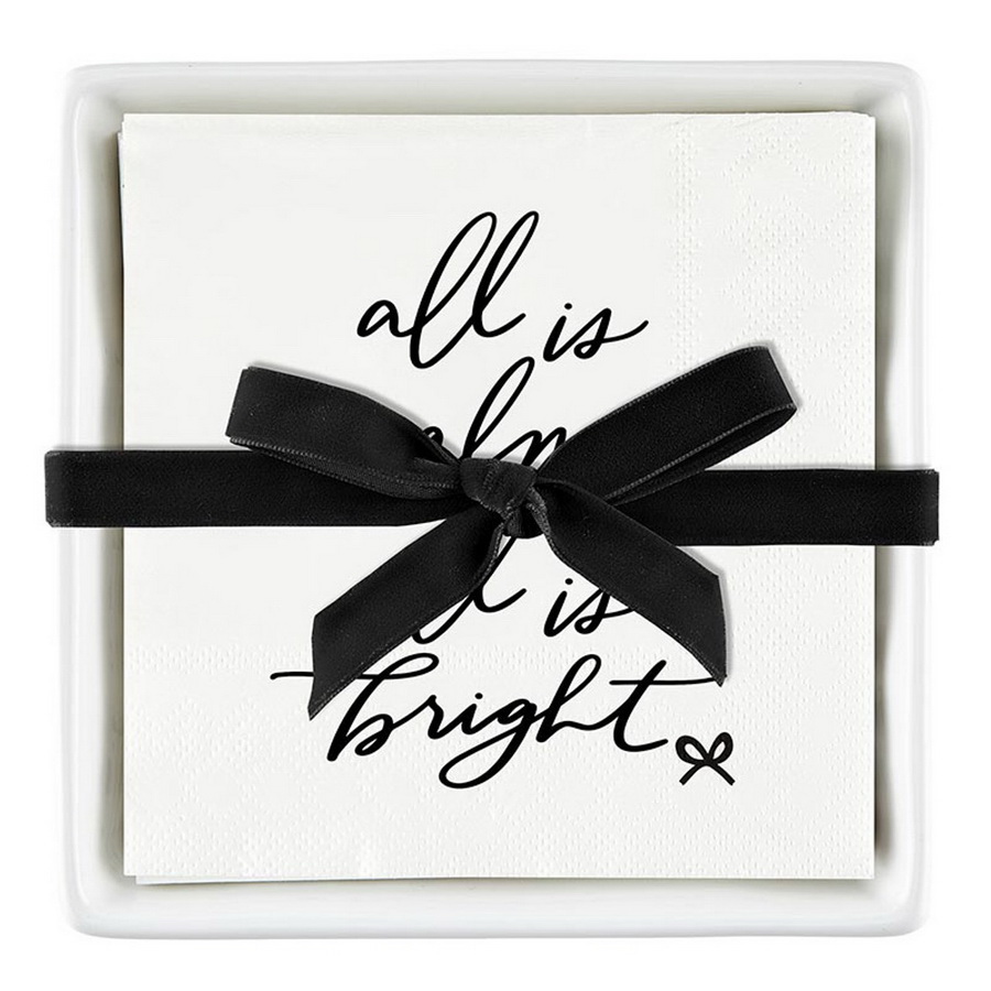 Picture of Christian Brands R0117 Ceramic Tray & Napkins - All is Bright