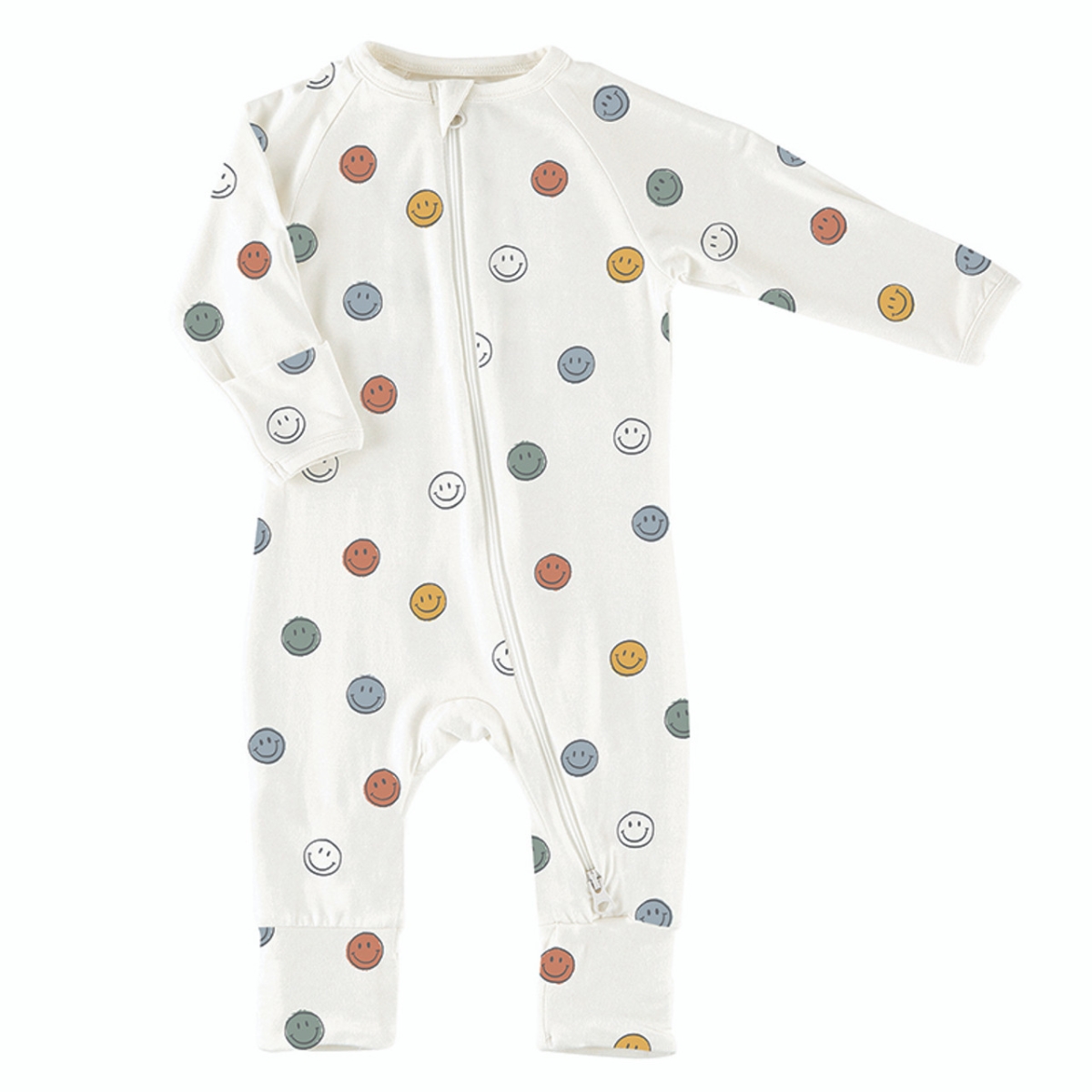 R1431-3 Cozy Romper for Babies, Smiley Faces - 0-3 Months