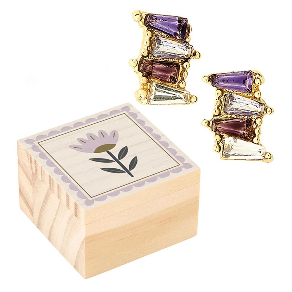 R0442 Treasure Box Earrings - Lavender