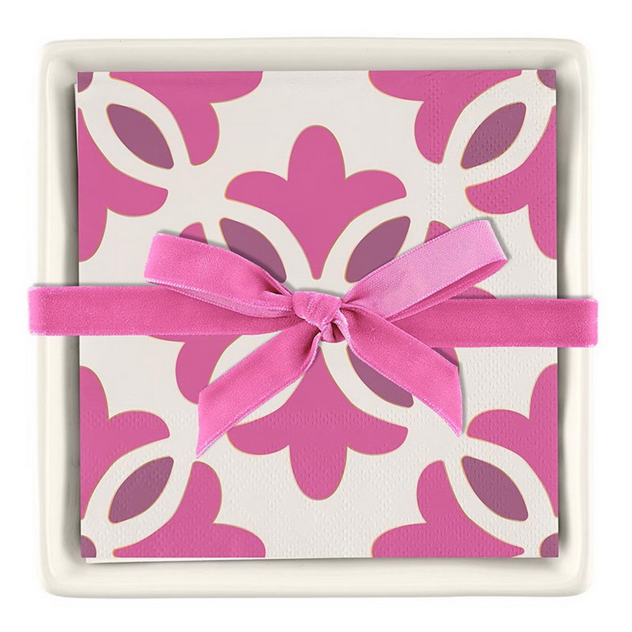 R0076 Ceramic Tray & Napkins - Moroccan Tiles