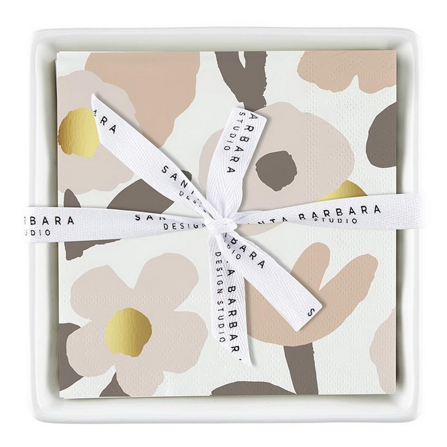 Picture of Christian Brands R0037 Ceramic Tray & Napkins - Blush Flowers