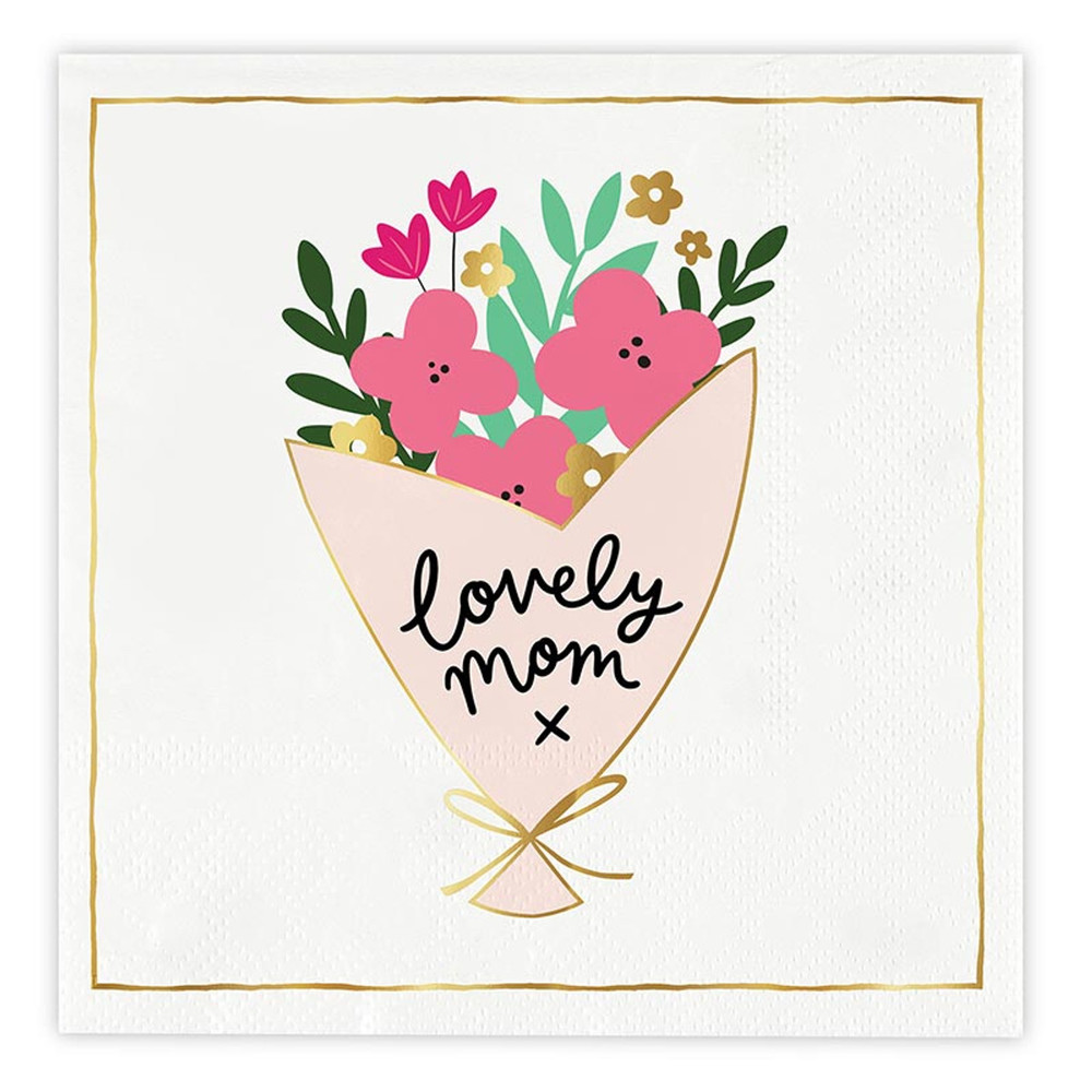 R1852 Foil Square Beverage Napkins - Lovely Mom
