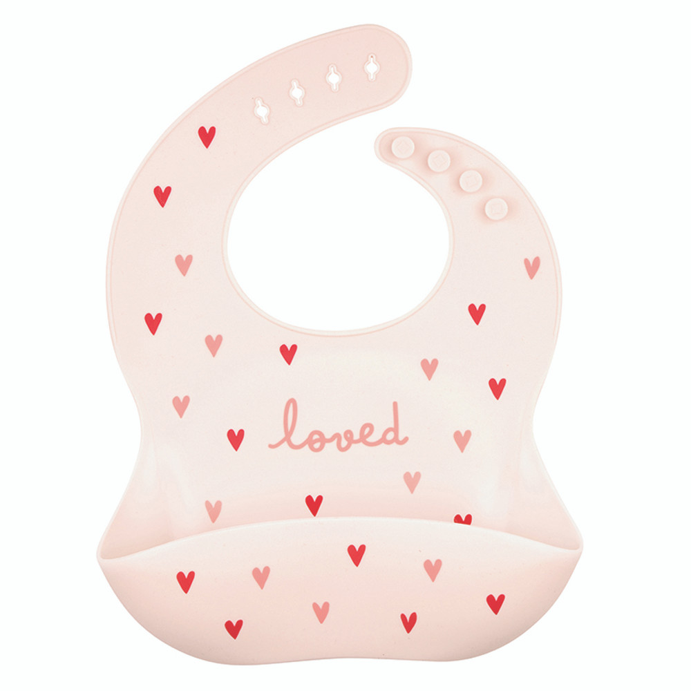 R1482 Stephan Baby Silicone Bib - Heart