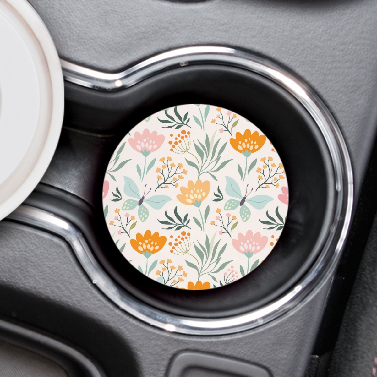 Picture of Christian Brands CST0611 2.75 in. Butterfly Floral Pattern Car Coaster