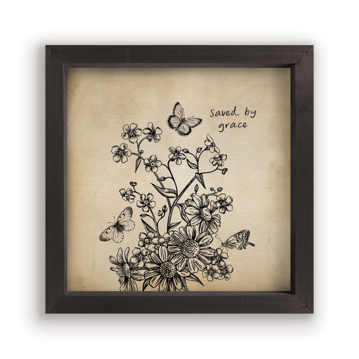 VFR0681 11 x 11 in. Saved By Grace Framed Linen Art