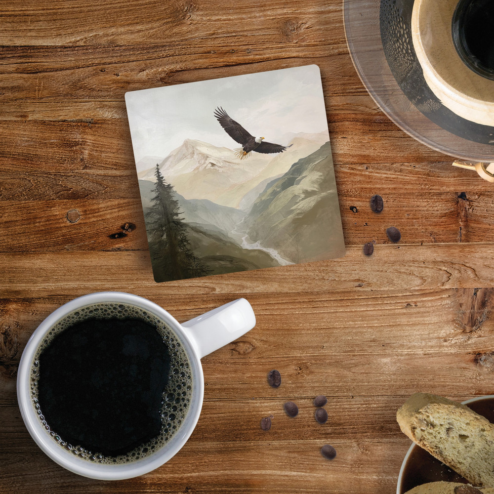 COA2159 4 x 4 in. Absorbent Ceramic Coaster - Eagle