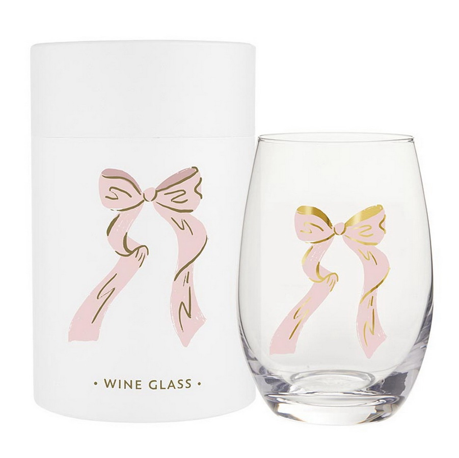 Picture of Christian Brands R0173 Table Sugar Stemless Wine Glass - Pink Bow