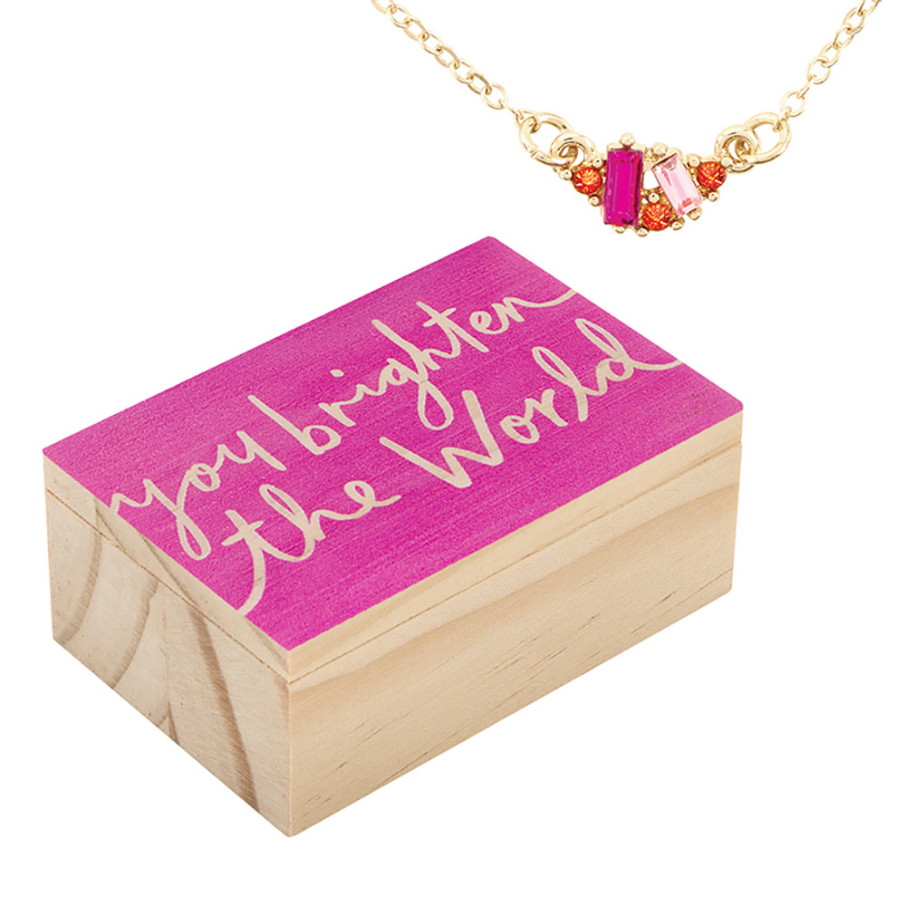 R0452 Crystal Necklace - Hot Pink - You Brighten the World
