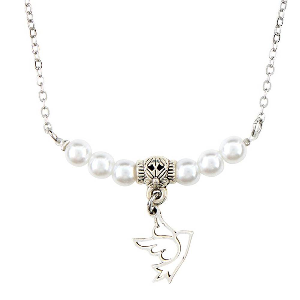 BK-18272 Pearl Dove Pendant Necklace