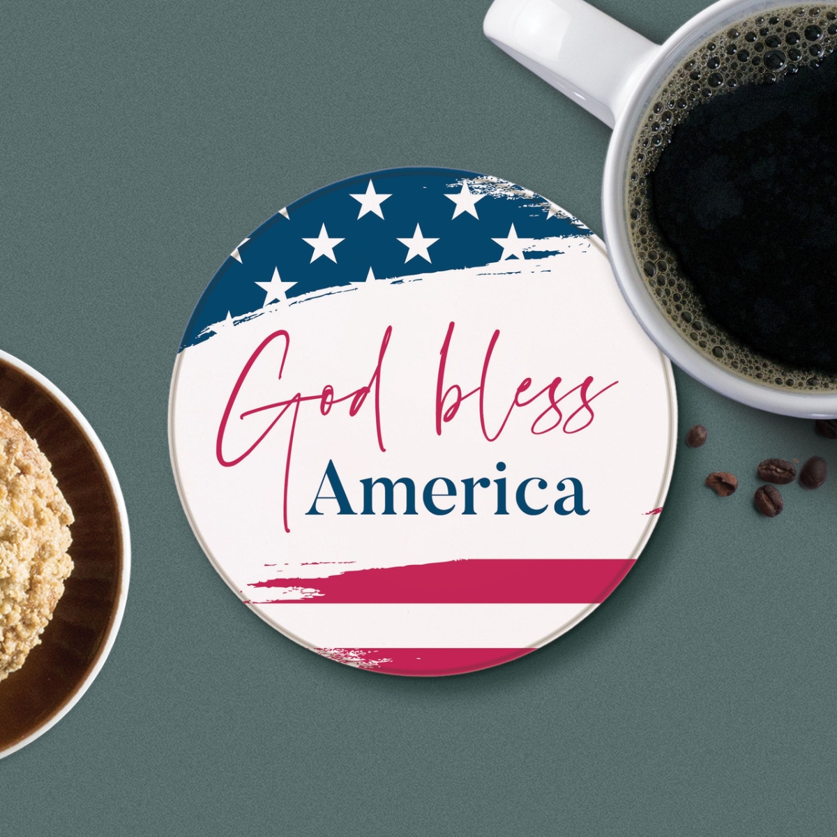 COC0060 4 in. God Bless Round Coaster