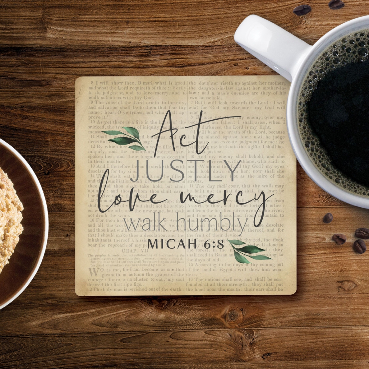 COA1831 4 x 4 in. Act Justly Ceramic Coaster