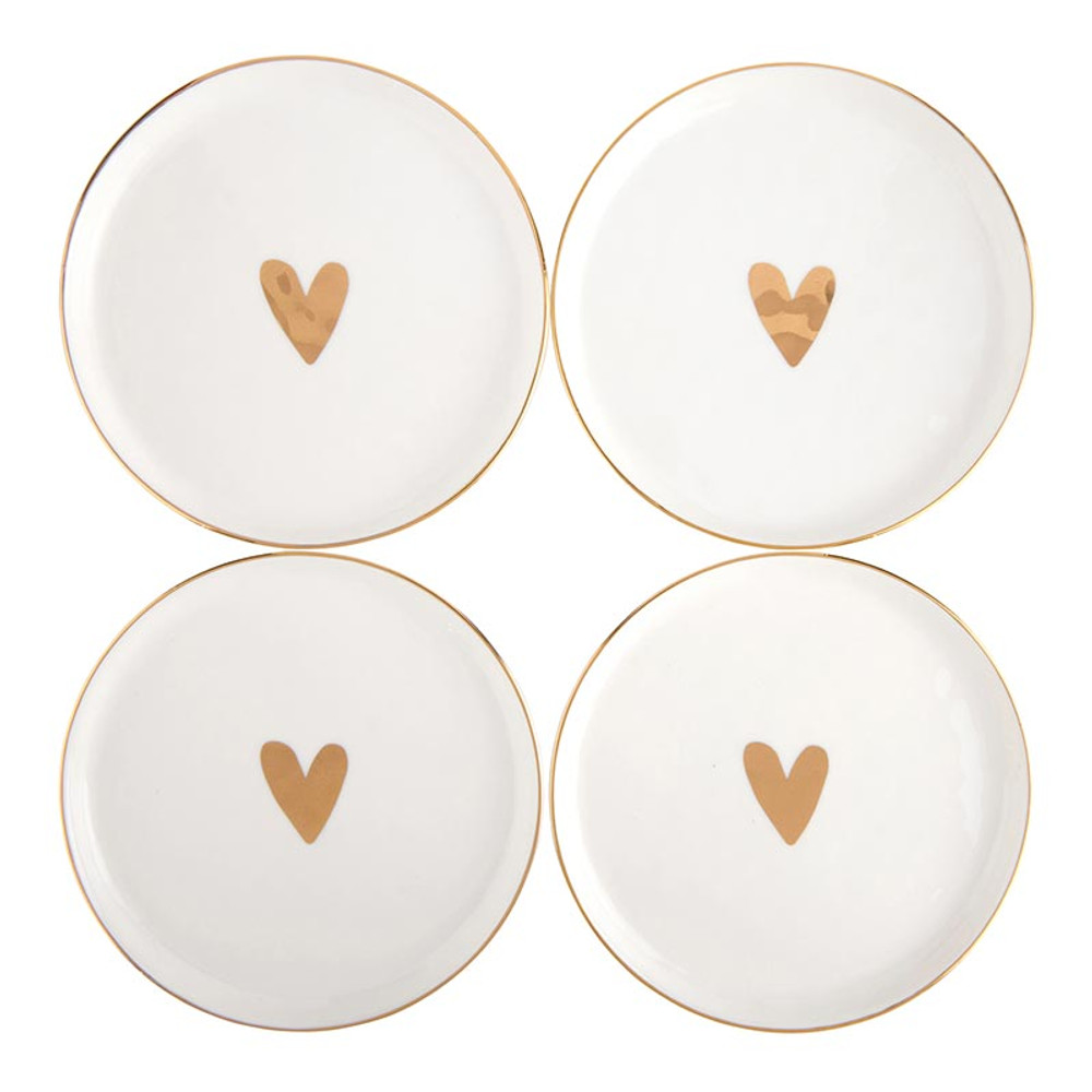 Picture of Christian Brands R0279 Ceramic Appetizer Plates - Gold Foil Heart - Set of 4