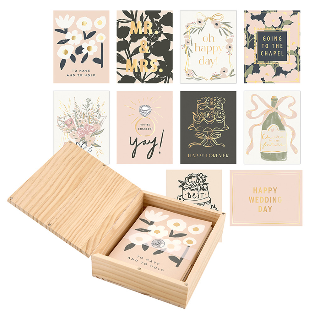 R1551 Greeting Card Set with Wood Box - Wedding