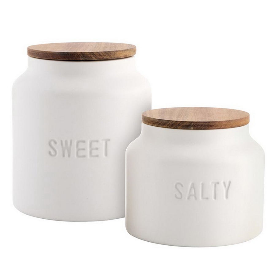 Picture of Christian Brands R0330 Face to Face Ceramic Canister - Sweet & Salty - Set of 2