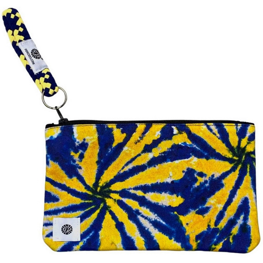 P82701 Pom Pouch - Sunshine & Navy Tie Dye