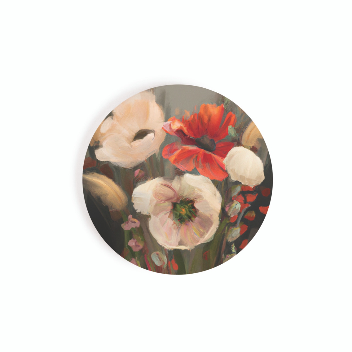 CSTS1042 2.75 in. Red Flower Car Coaster