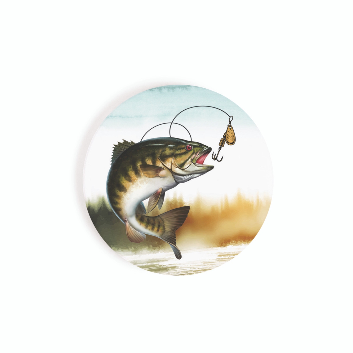 CST0799 2.75 in. Fishing Ceramic Car Coaster